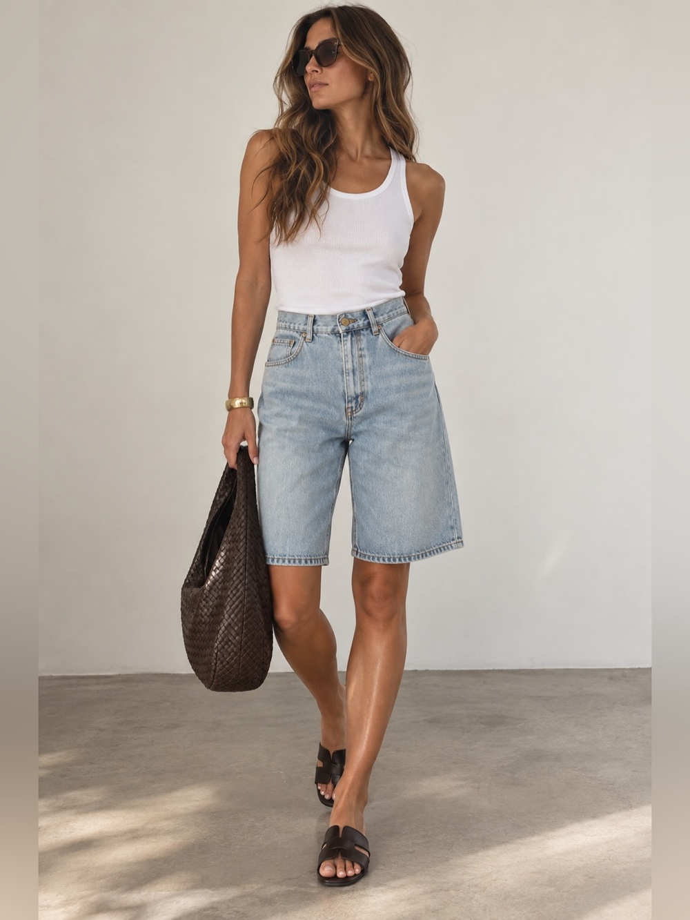 Vintage Separate Issue High Rise Denim Bermuda Shorts Light Wash Sz 14